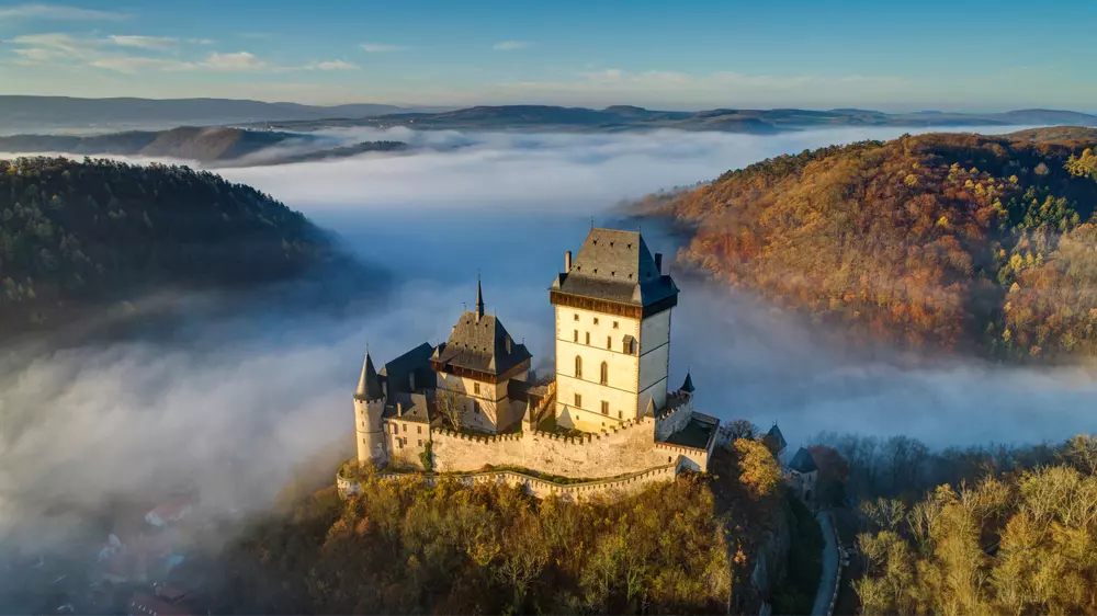 Karlstejn Castle vintage car tour from Prague