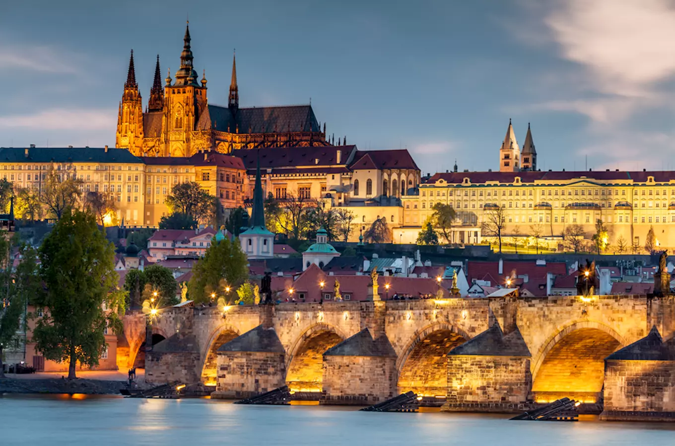 Prague river cruise and historic skyline