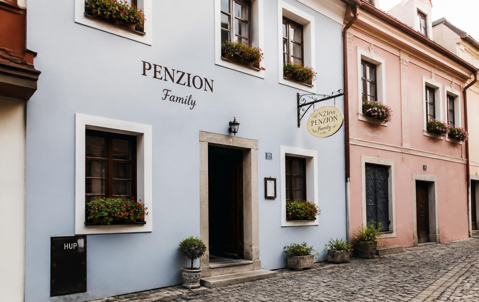Small family-run penzion on a cobbled lane in a Czech town
